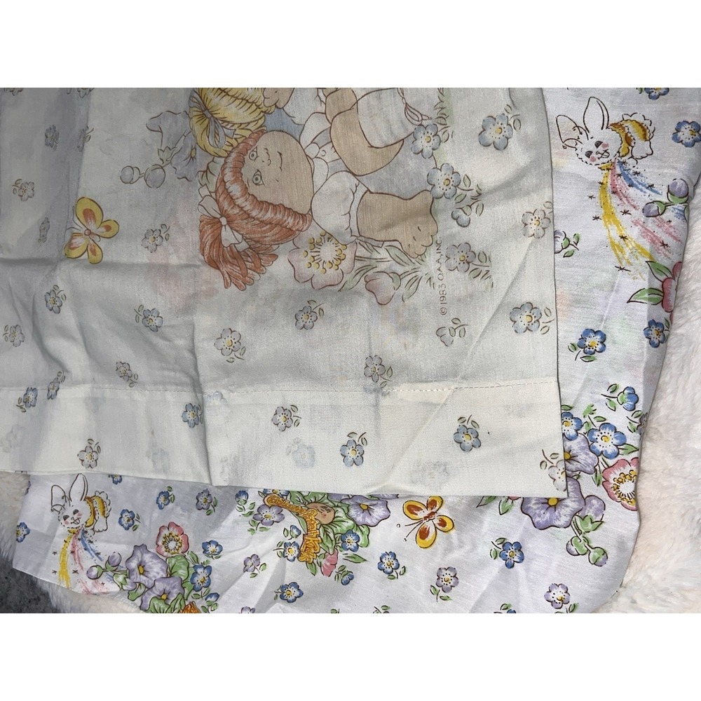 Vintage Cabbage Patch Kids Bed Sheets Twin Set Fitted and Flat 1983 OAA Fabric